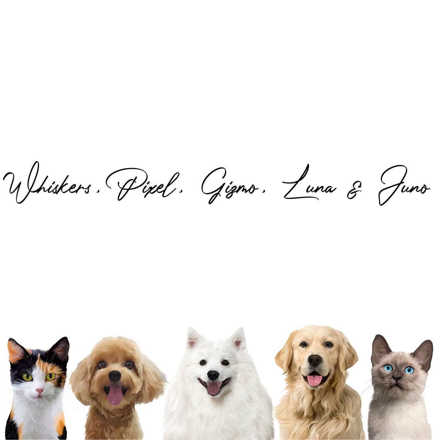 Digital Art (Classic Style) Pet & Human Portraits (6-10 Figures)