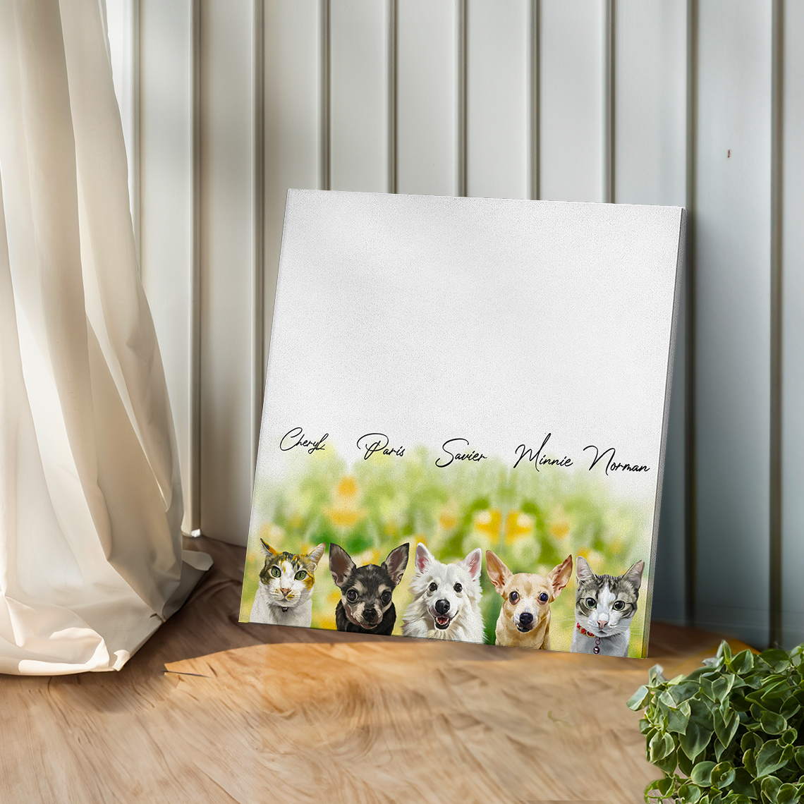 Digital Art (Modern Style) Pet & Human Portraits (6-10 Figures)