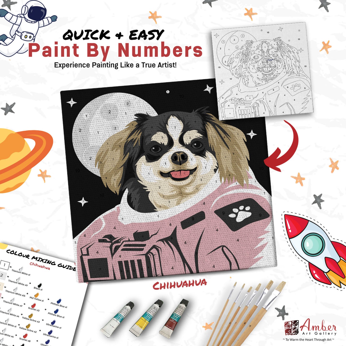 Paint By Numbers Painting Kit (Pre-Designed Dog, Cat & Small Animal Breeds)