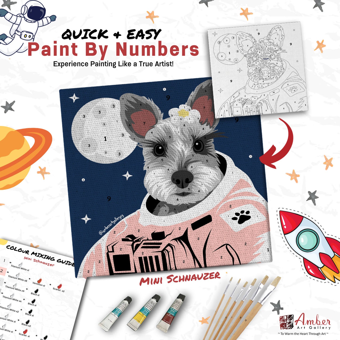 Paint By Numbers Painting Kit (Pre-Designed Dog, Cat & Small Animal Breeds)