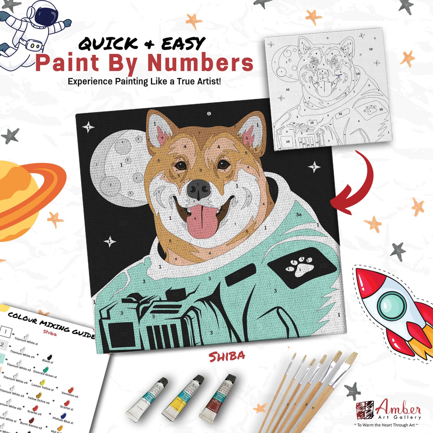 Paint By Numbers Painting Kit (Pre-Designed Dog, Cat & Small Animal Breeds)