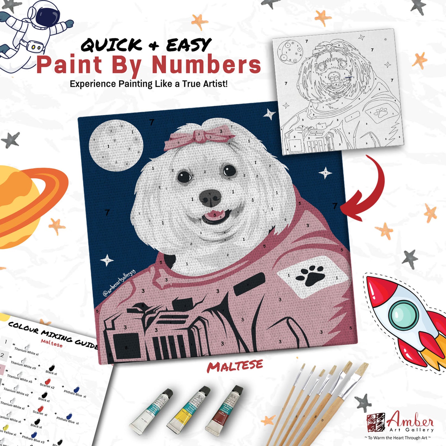 Paint By Numbers Painting Kit (Pre-Designed Dog, Cat & Small Animal Breeds)