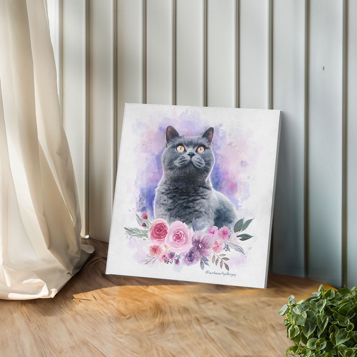 客製數位寵物肖像（花卉風格）