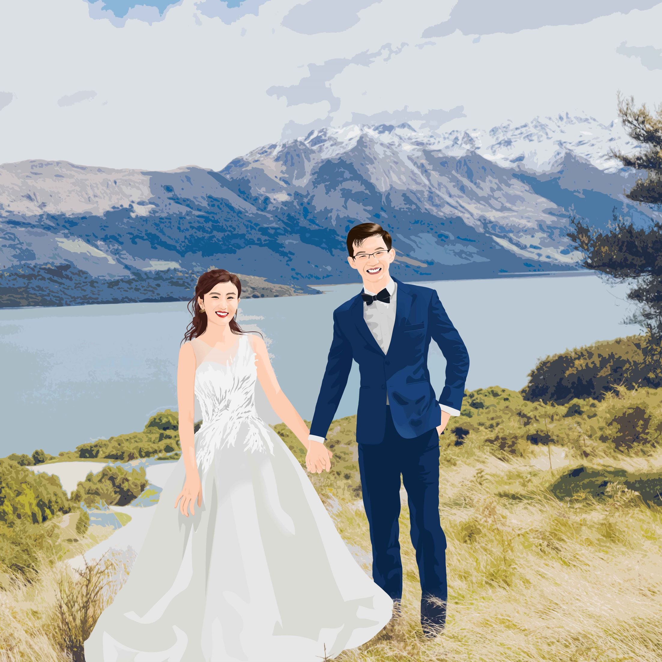 Custom Wedding Portrait 2024 Hand Drawn Digital Download