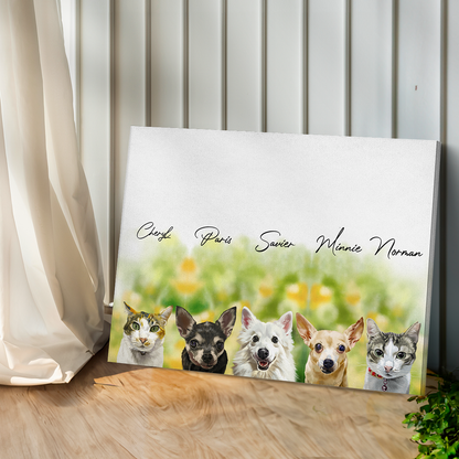 Digital Art (Modern Style) Pet & Human Portraits (6-10 Figures)