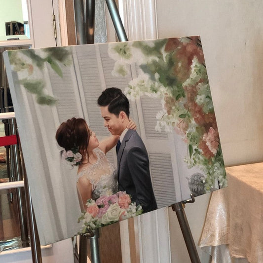 客製手繪婚禮肖像油畫