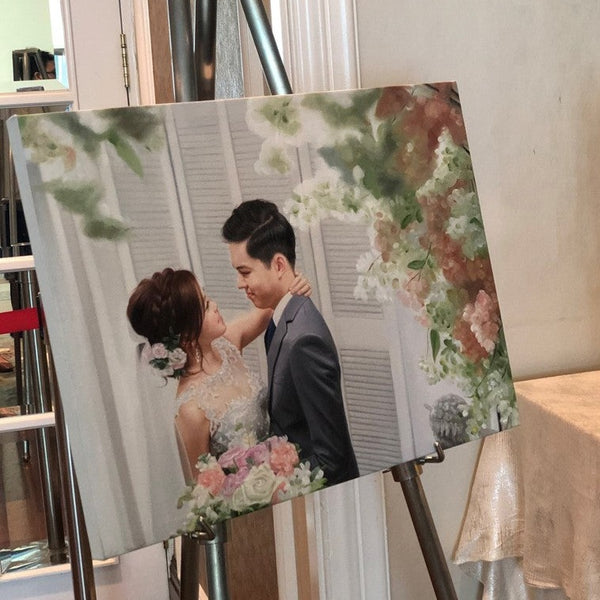 Custom wedding portrait from photo, Digital Oil painting on retailer canvas